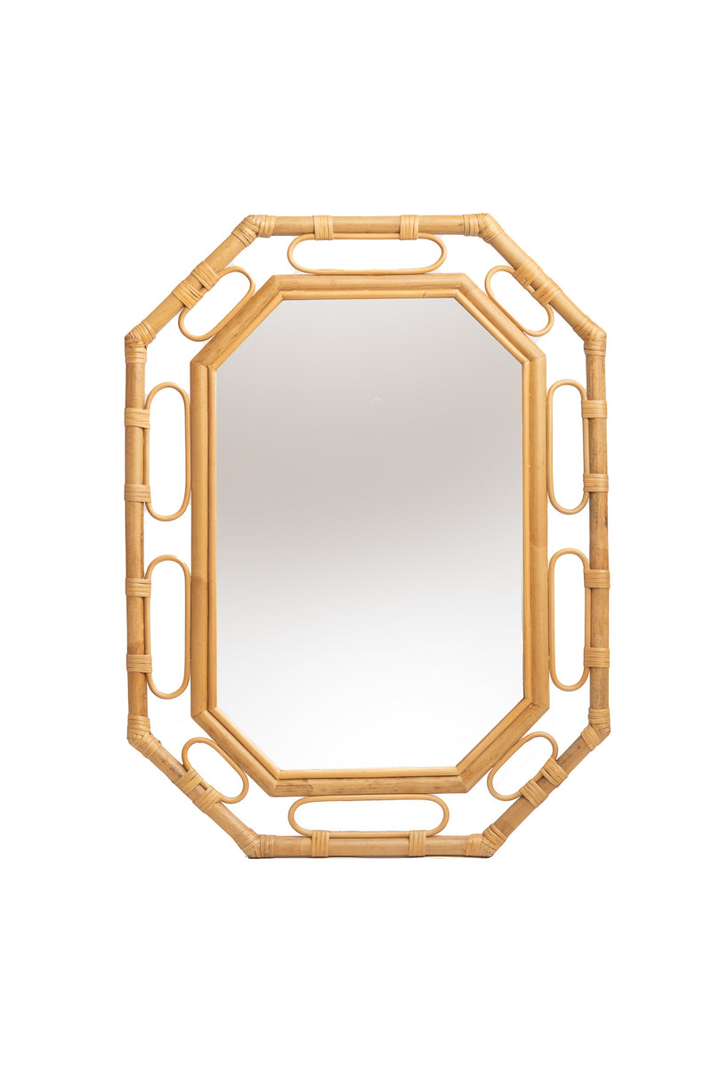 Rattan Squished Circle Mirror